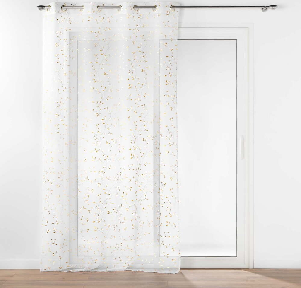 Bílá/ve zlaté barvě voálová záclona 140x240 cm Floressia – douceur d'intérieur