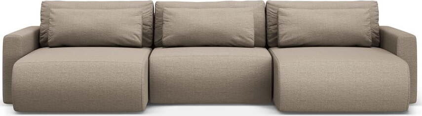 Světle hnědá rozkládací rohová pohovka s úložným prostorem (do 