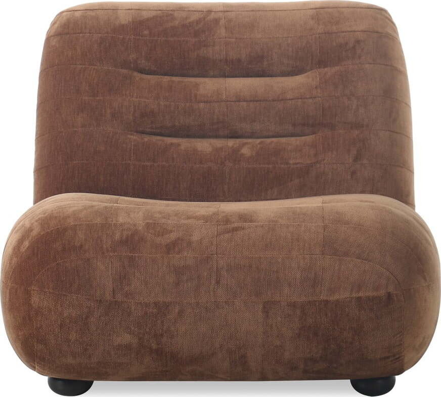 Hnědé sametové křeslo Wyatt – Dutchbone