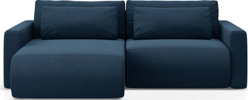 Tmavě modrá sametová rozkládací rohová pohovka s úložným prostorem Belfast – Cosmopolitan Design
