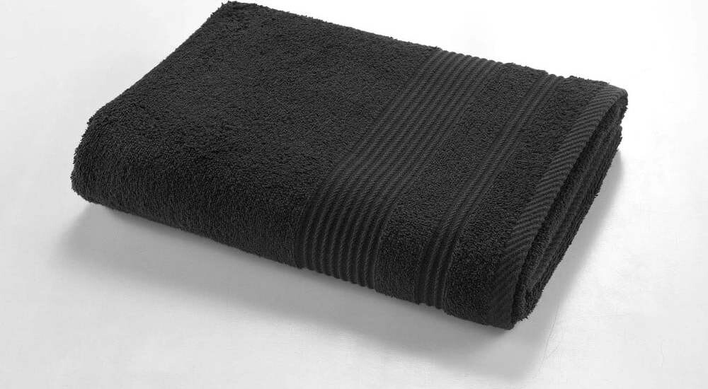 Černá froté bavlněná osuška 70x130 cm Tendresse – douceur d'intérieur