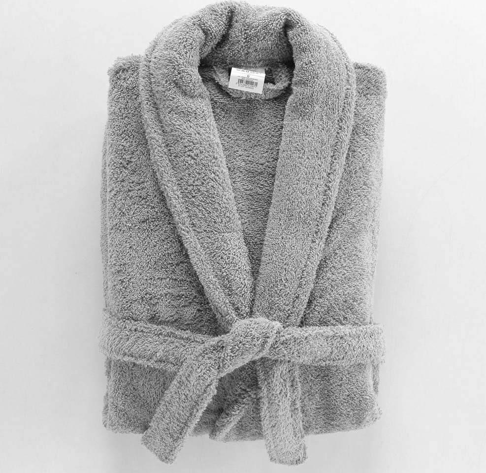 Světle šedý bavlněný župan velikost M Tendresse – douceur d'intérieur