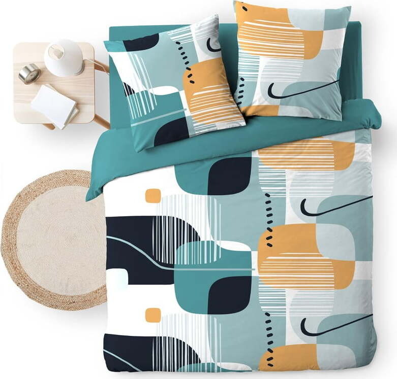 Zelenomodré bavlněné povlečení na dvoulůžko 200x200 cm Sprint – douceur d'intérieur