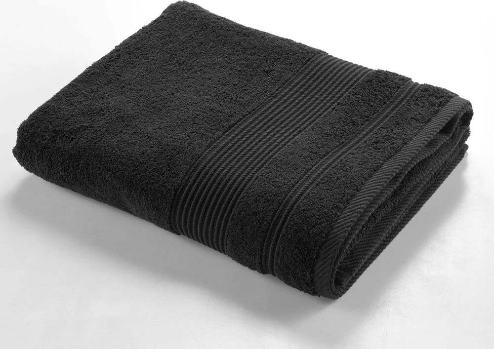 Černá froté bavlněná osuška 90x150 cm Tendresse – douceur d'intérieur