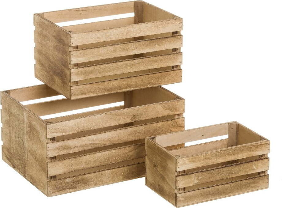 Úložné boxy v přírodní barvě v sadě 3 ks 31x23x15 cm – Casa Selección