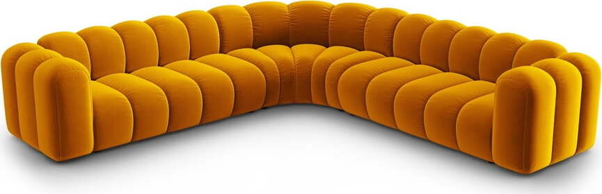 Žlutá sametová modulární rohová pohovka Lupine – Micadoni