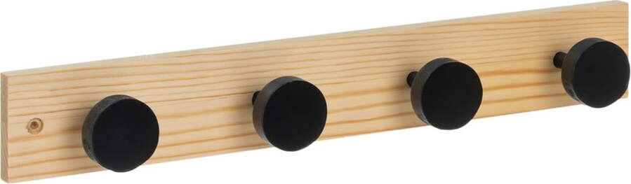 Černý/v přírodní barvě nástěnný věšák z borovicového dřeva 40 cm Anillos – Casa Selección