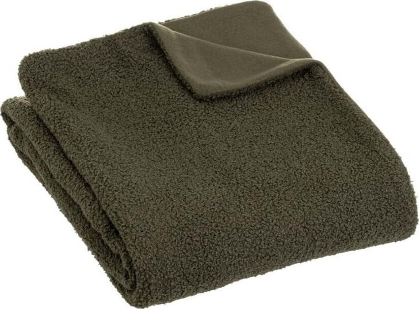 Zelená deka s beránkem 130x160 cm Sherpa Bouclé – Casa Selección