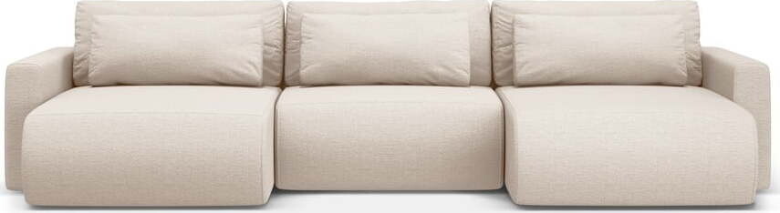 Béžová rozkládací rohová pohovka s úložným prostorem (do