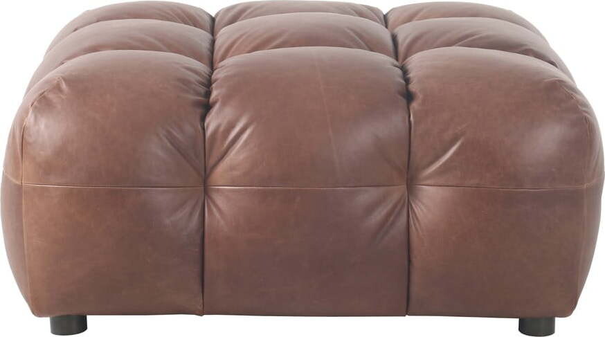 Hnědá kožená podnožka Hackman – Dutchbone