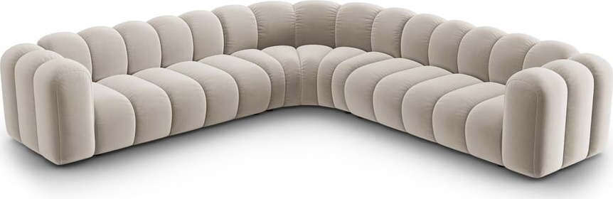 Krémová sametová modulární rohová pohovka Lupine – Micadoni