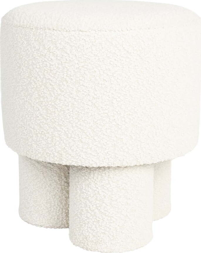 Bílý taburet z textilie bouclé Marcos – White Label