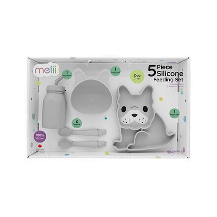 Melii Dětská silikonová jídelní sada, 5 dílná - Buldoček