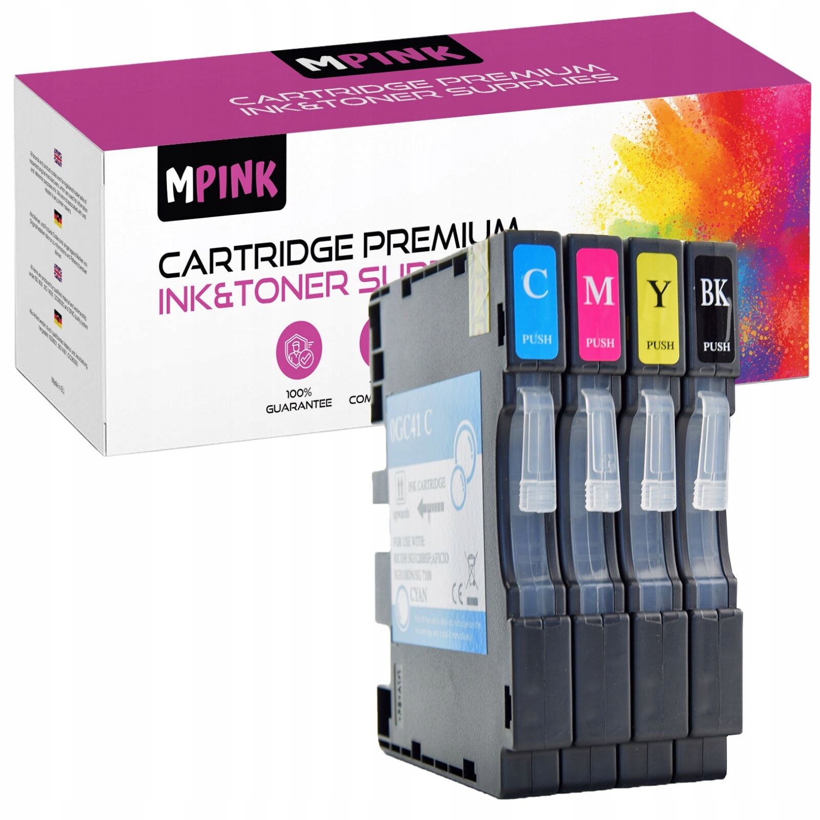 4x Inkoust pro Ricoh Aficio SG2100n SG3100 Series SG3110dn SG3120BSFNw Sada