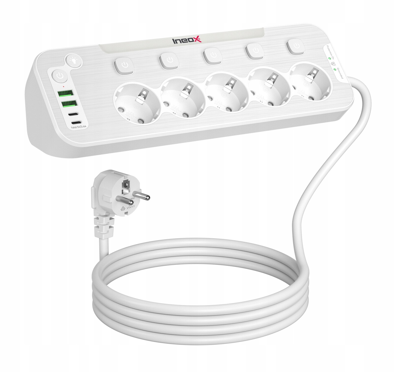 Víceúčelová přepěťová ochrana 2100J 4000W 16A Ineox LZW-5UDW