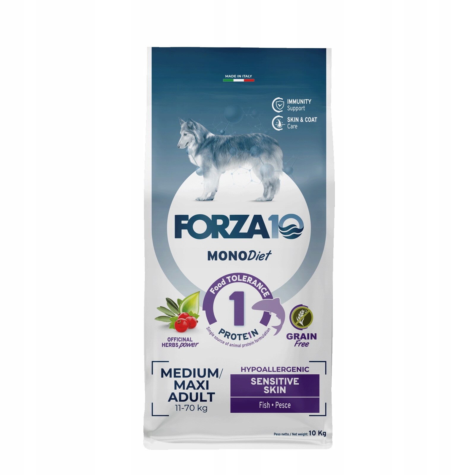 Forza 10 Mono Diet Medium & Large Sensitive Skin s rybami - 10 kg