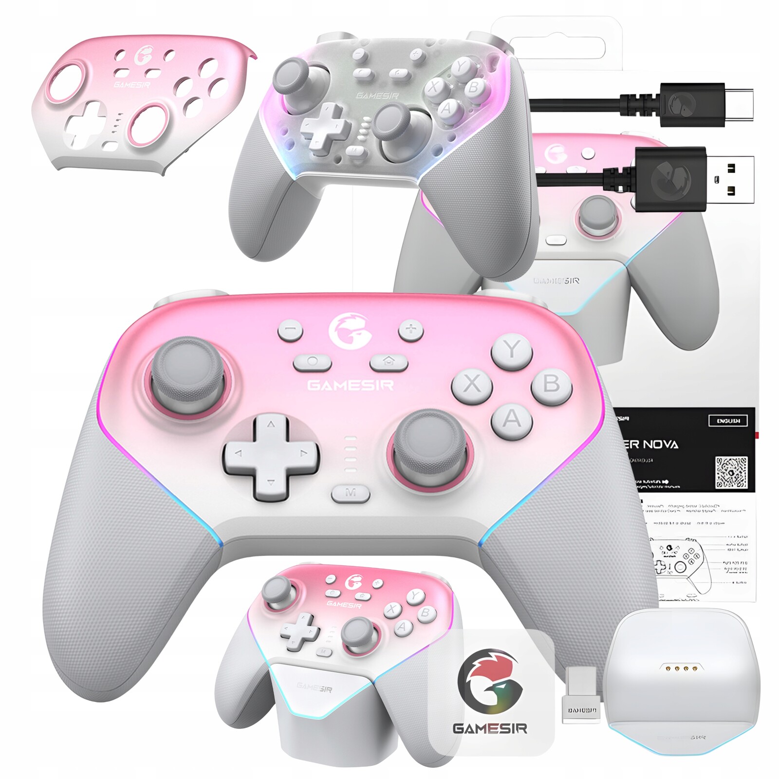 Bezdrátový ovladač GameSir SuperNova T4nPro Switch pro Android iOS Pc Pink
