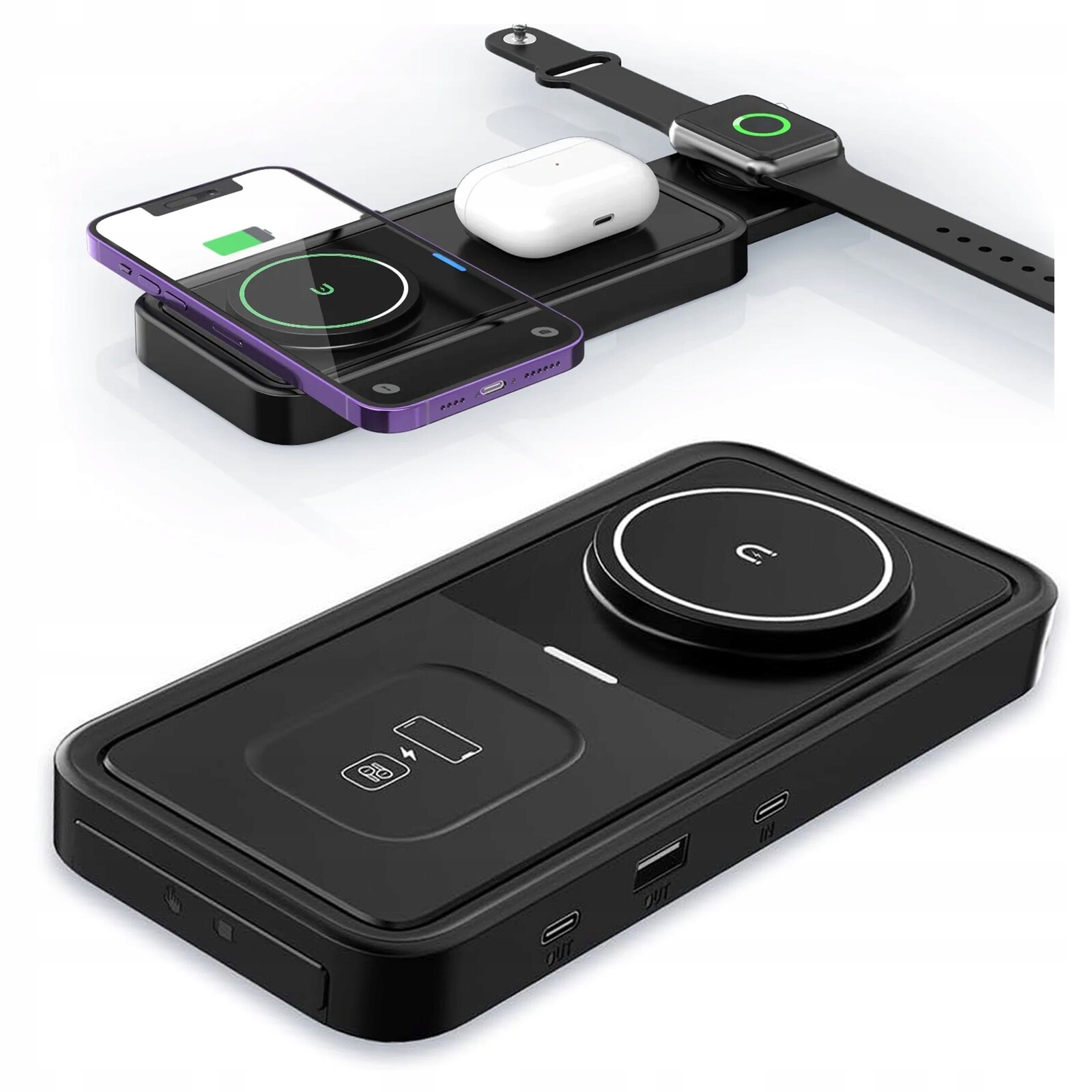 Indukční Nabíječka 3V1 Pro Magsafe Usb-c Usb Pro Iphone Airpods Apple Watch