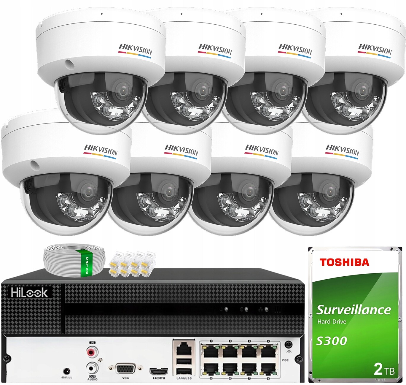 Sada pro monitorování 8 kamer 6 Mpx Smart Hybrid ColorVu Hikvision Disk 2TB