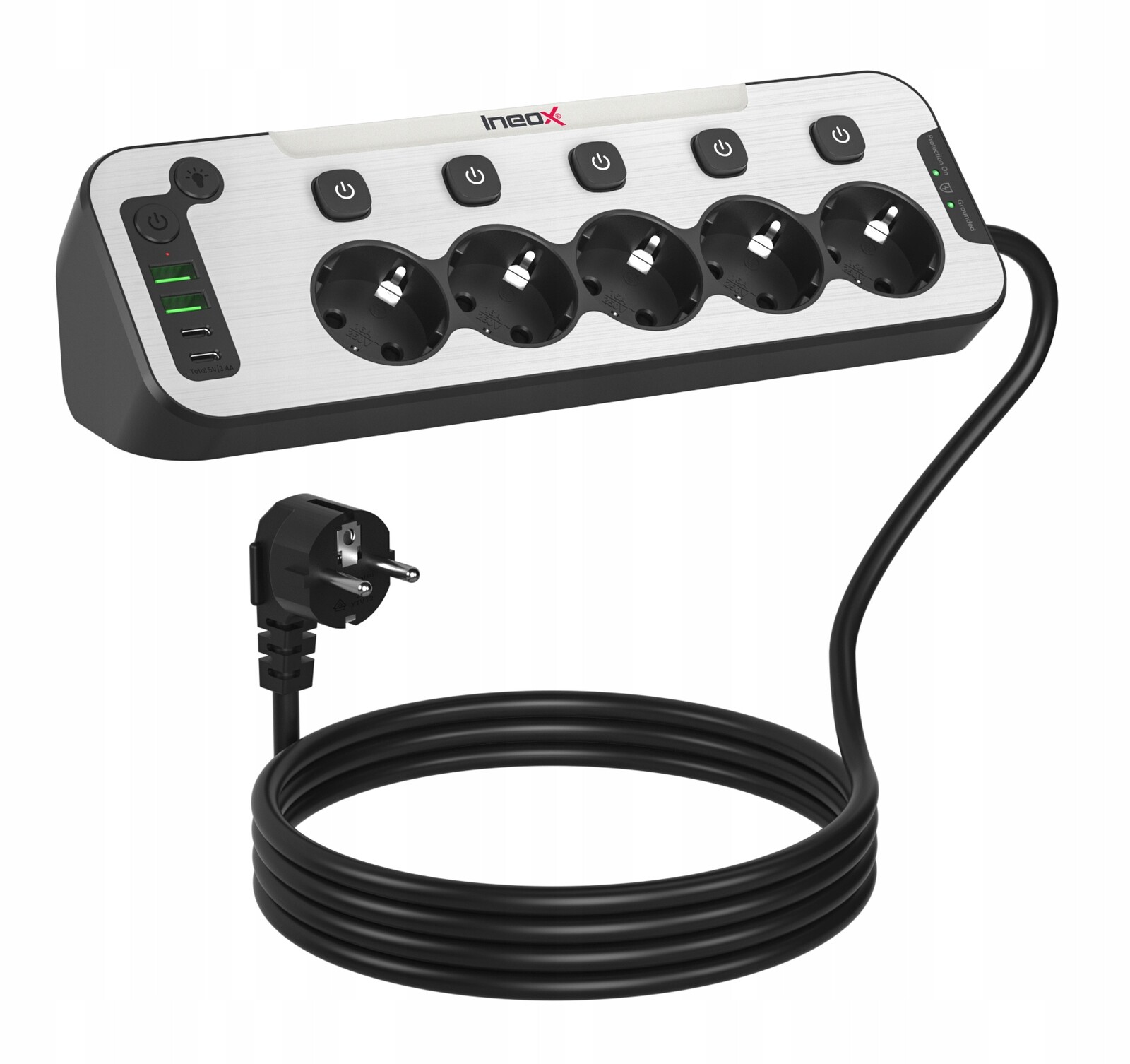 Multifunkční přepěťová ochrana 2100J 4000W 16A Ineox LZW-5UDB