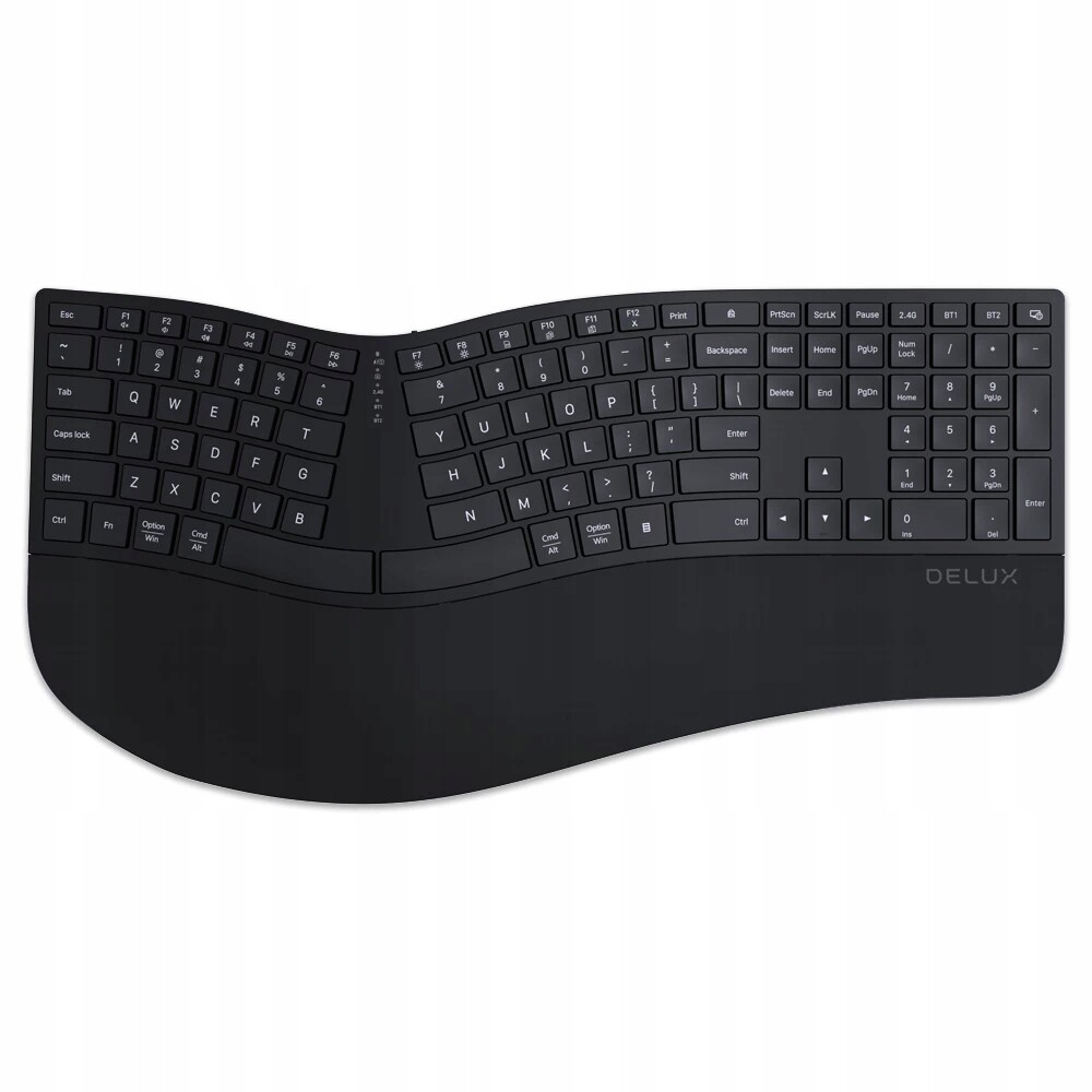 Ergonomická bezdrátová klávesnice Usb-c Delux Bluetooth Usb černá