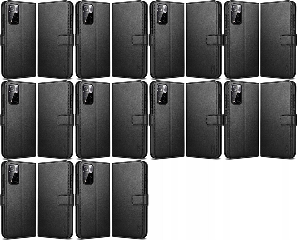 10x Pouzdro Redmi Note 11 Pro Černé Uzavíratelné S Klopou Prostor Pro Karty