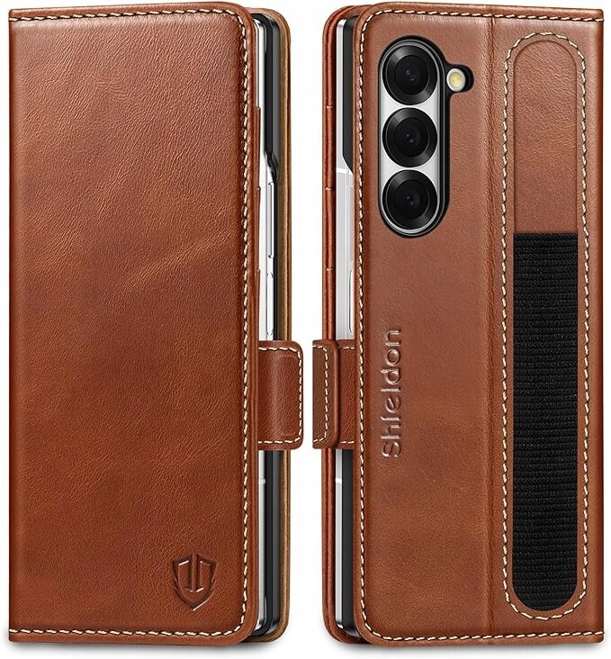 Shieldon pouzdro kožené přírodní Samsung Galaxy Z Fold6 peněženka hnědá