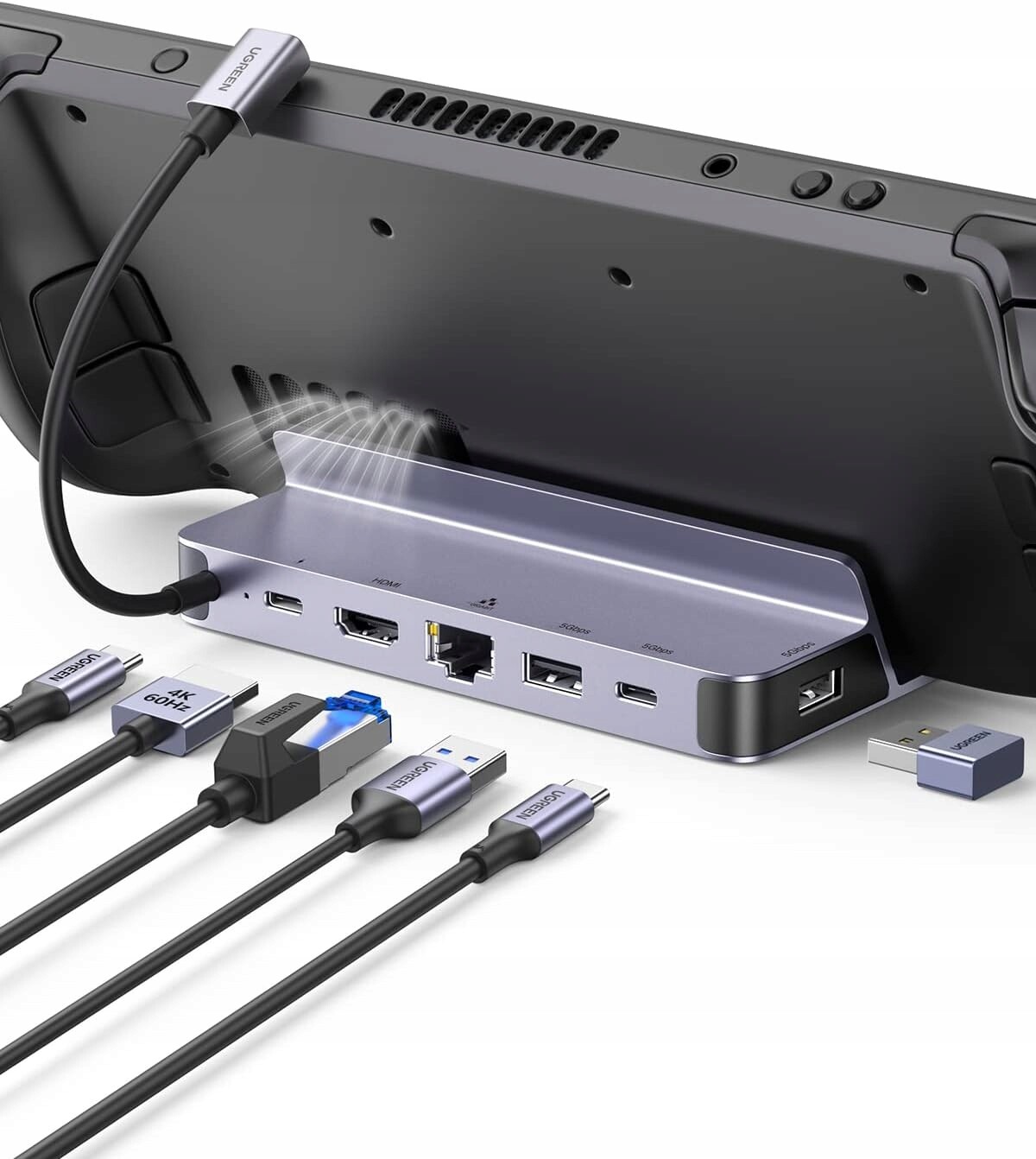 Ugreen Dokovací stanice Steam Deck 6v1 Dokovací stanice Usb C RJ45 Usb-a Hdmi