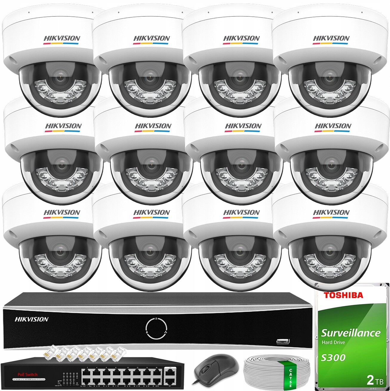 Sada Hikvision pro 12 Kamer Ip 6MPX Smart Hybrid Light ColorVu Disk 2TB