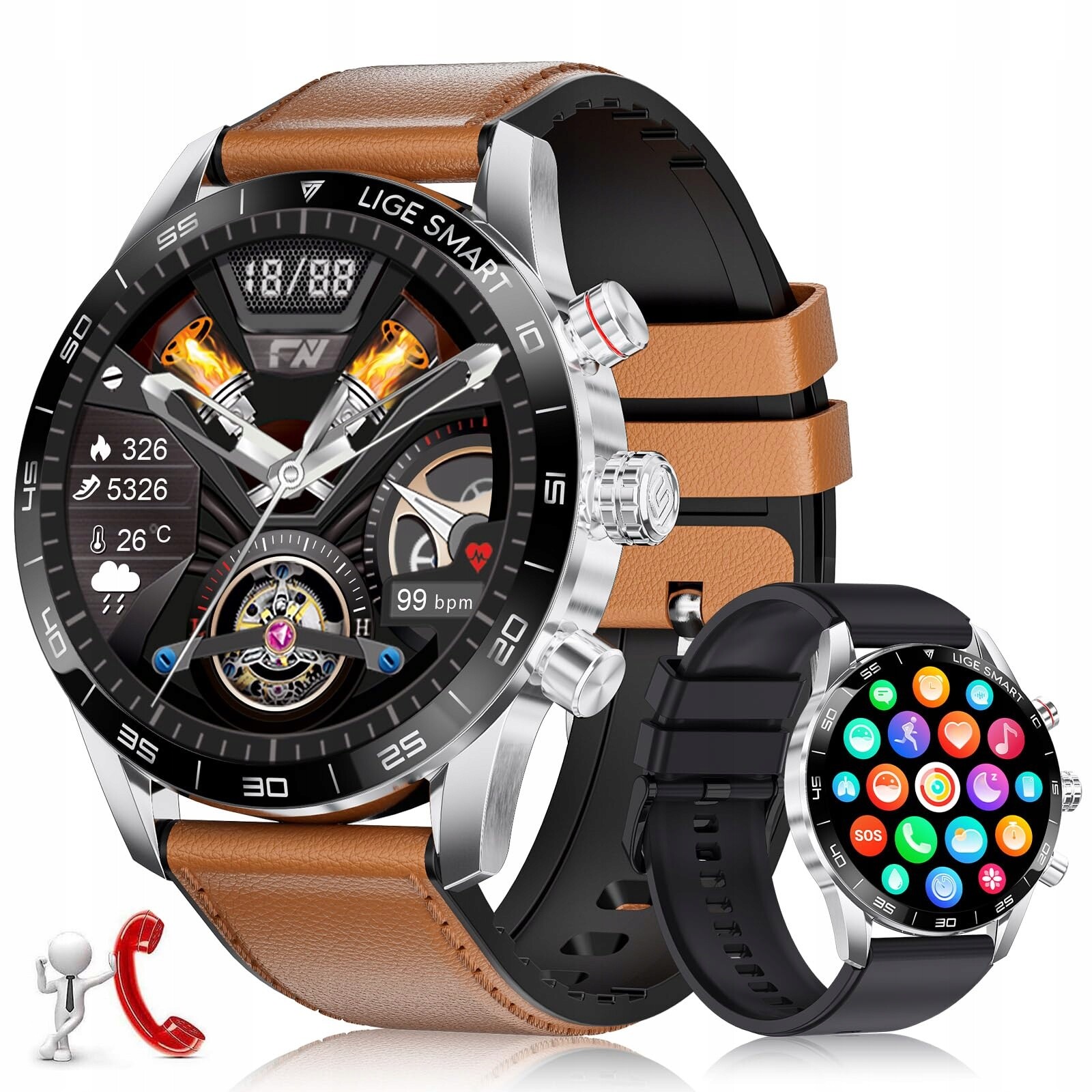 Chytré Hodinky Lige Smart Watch stříbrné