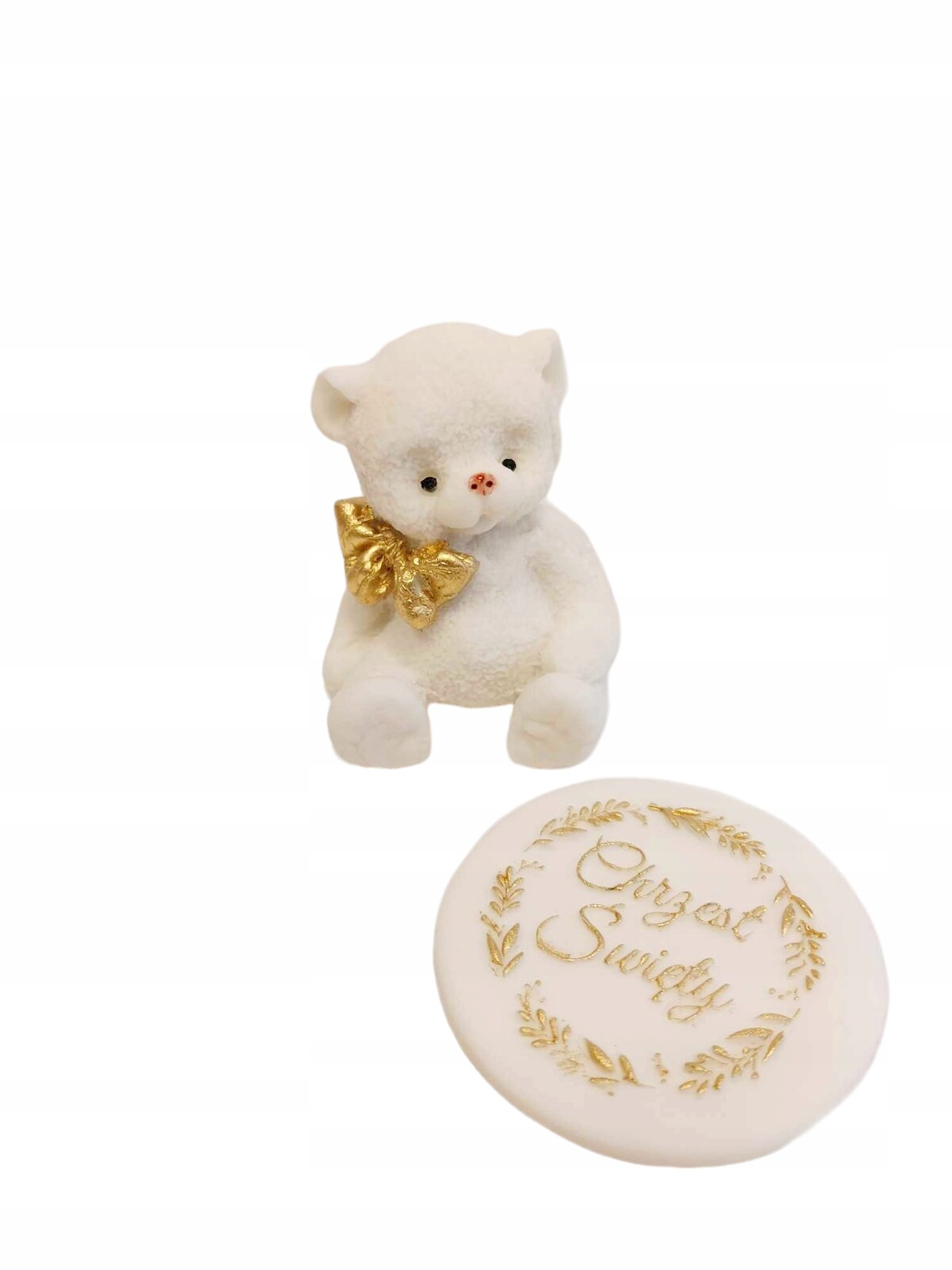 Cukrová sada Medvídek křest Svatý dekorace na dort medvídkovi plaketa