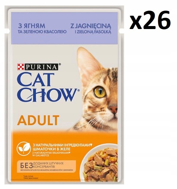 Purina Cat Chow mokré krmivo pro kočky jehněčí s zelenými fazolemi 26x85 g