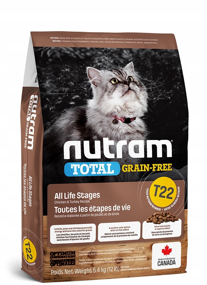Nutram Cat T22 Total Grain Free Krůta Slepice 5.4 kg Koťata a kočky Holistic