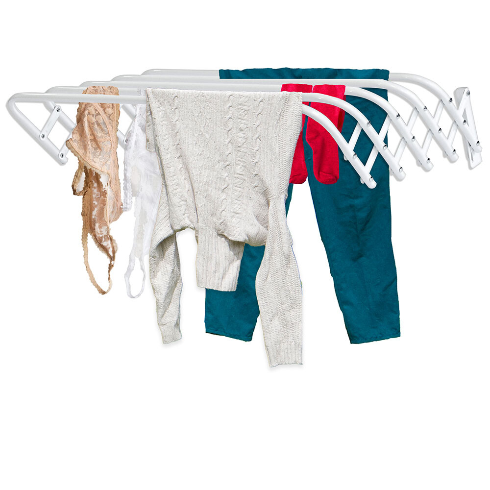 Harmonikový Sušák Na Prádlo, Bílý, Ocelový, Roztahovací, Skládací, Pevný
