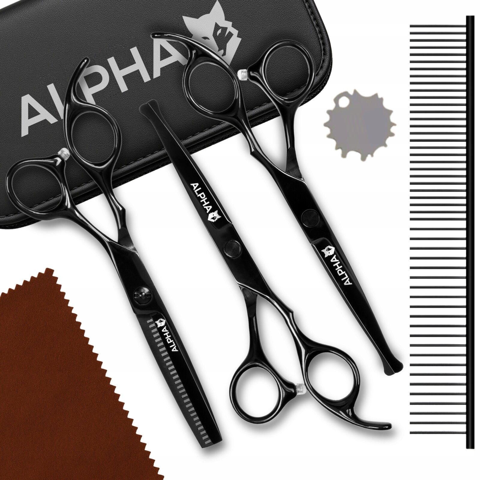 Profesionální nůžky na stříhání psů a koček 4v1 Sada s hřebenem