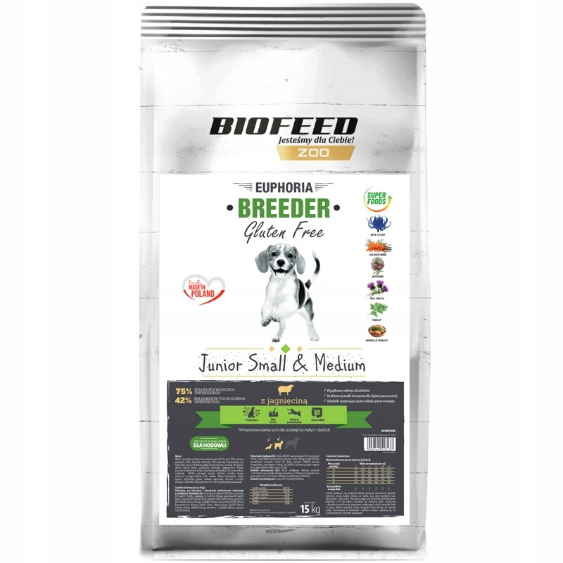 Apl Biofeed Breeder Junior Small & Medium Jehněčí 15 kg Dárek