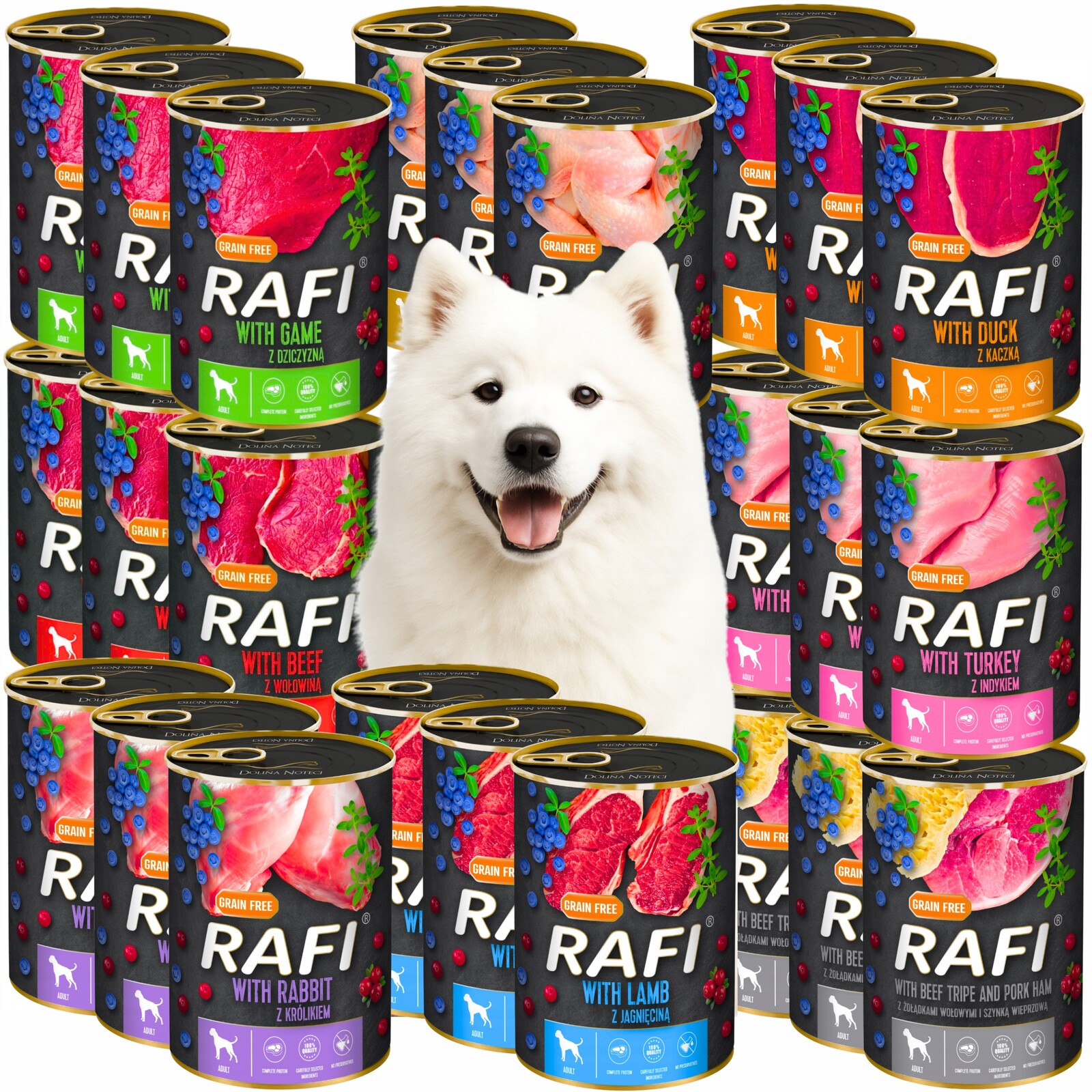 Rafi Vlhké krmivo pro psy MIX 24 příchutí Dolina Noteci 400 G X 24