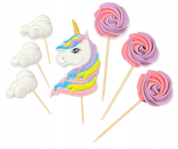 Sada Cukrový Jednorožec obláčky Lízátka dort