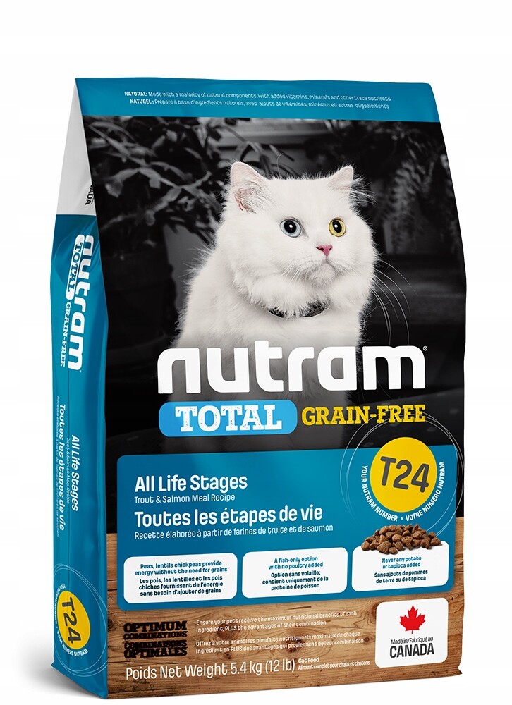 Nutram Cat T24 Total Grain Free Losos Pstruh 5.4 kg Koťata a kočky Holistic