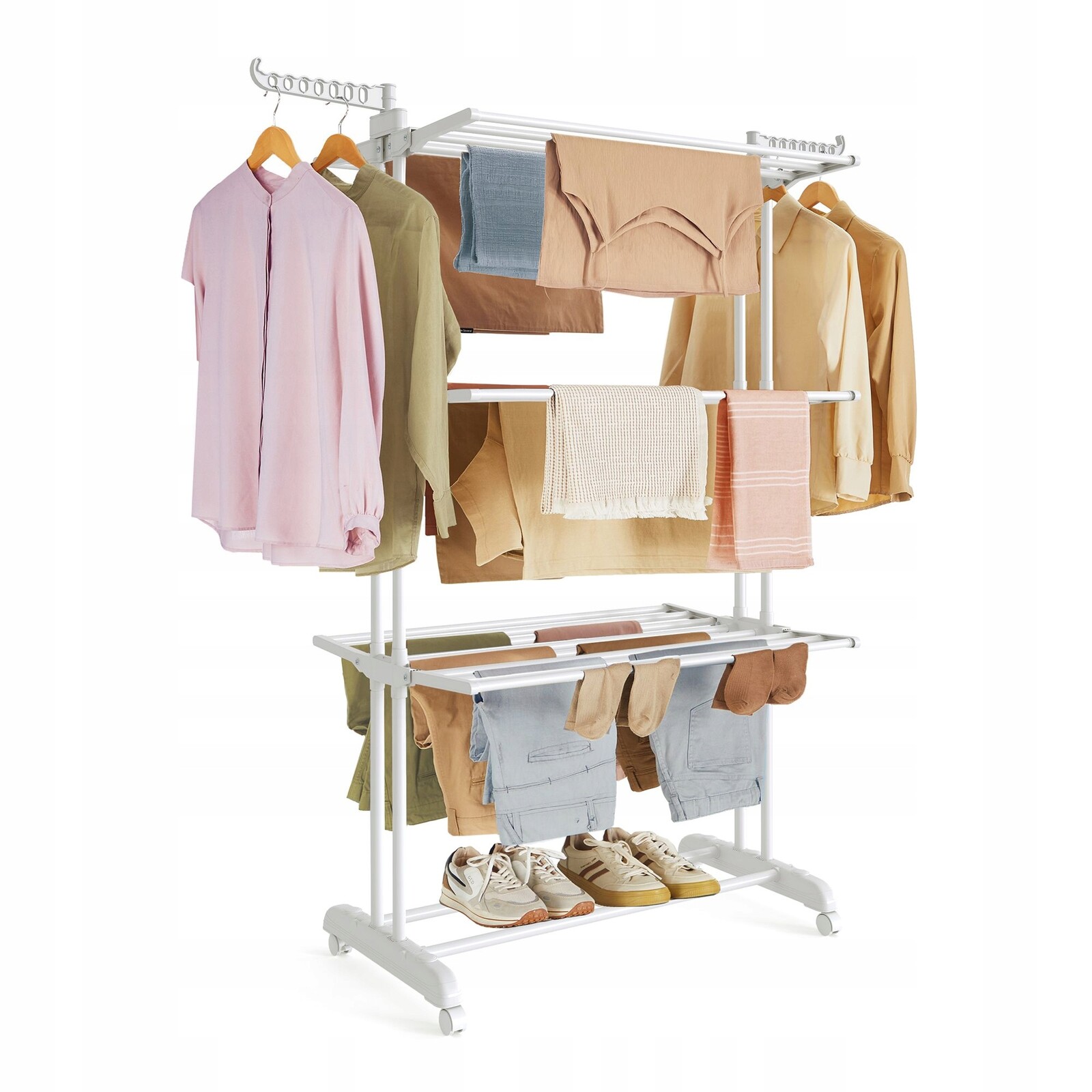 Sušák Na Prádlo Stojící Na Oblečení Skládací Spodní Prádlo Vertikální Bílý