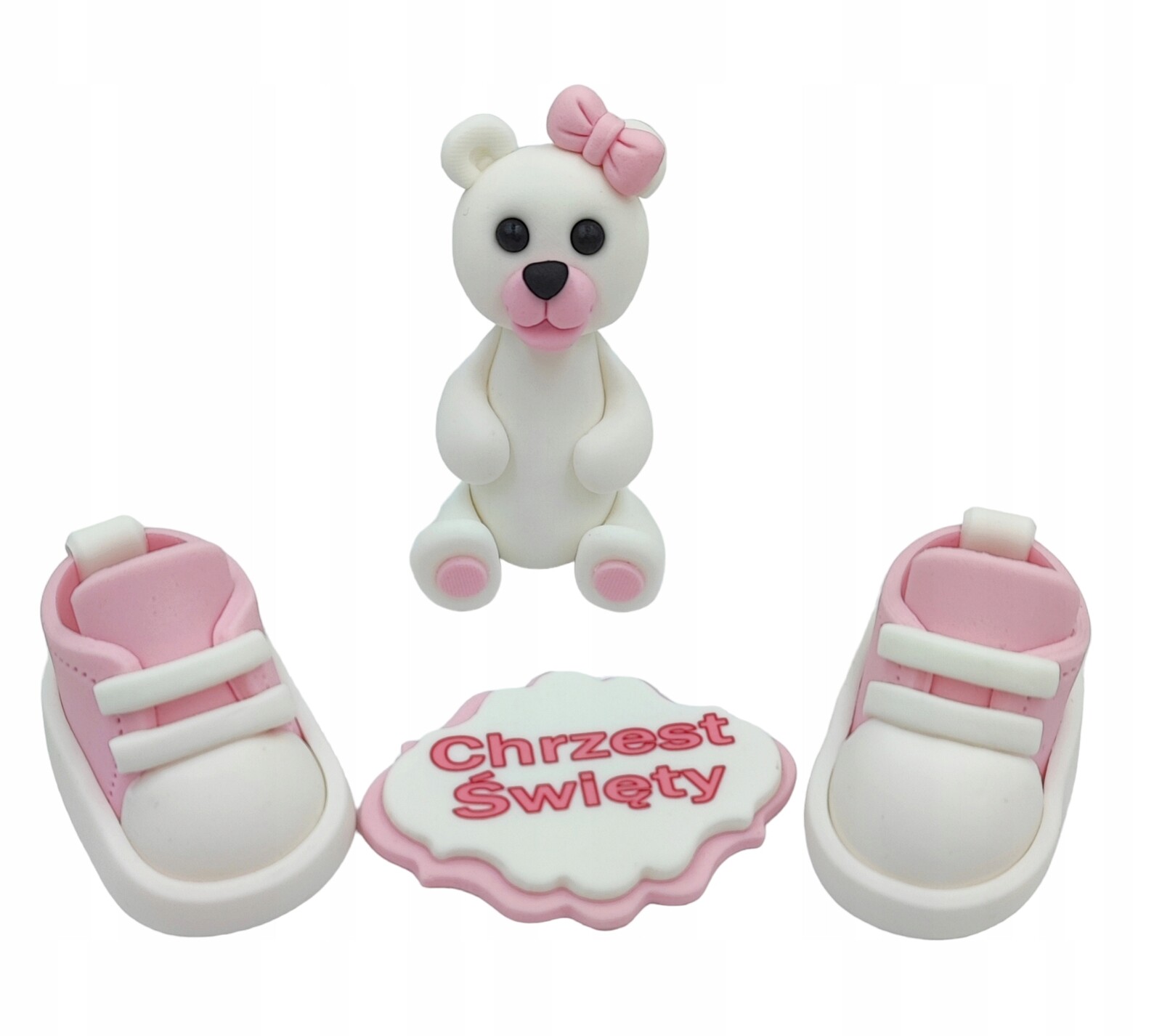 Cukrová Sada Růžový Křest Medvídek Botičky na dort