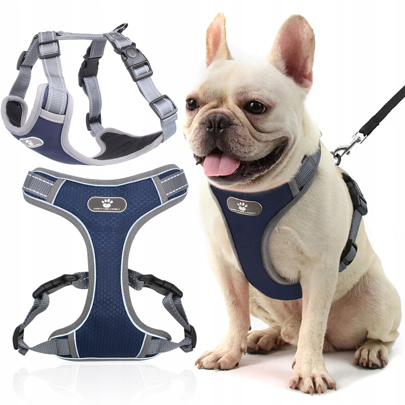 Beztlakové Procházkové Popruhy Pro Malého Psa S Pevnými Odrazkami, Regulace vel. M