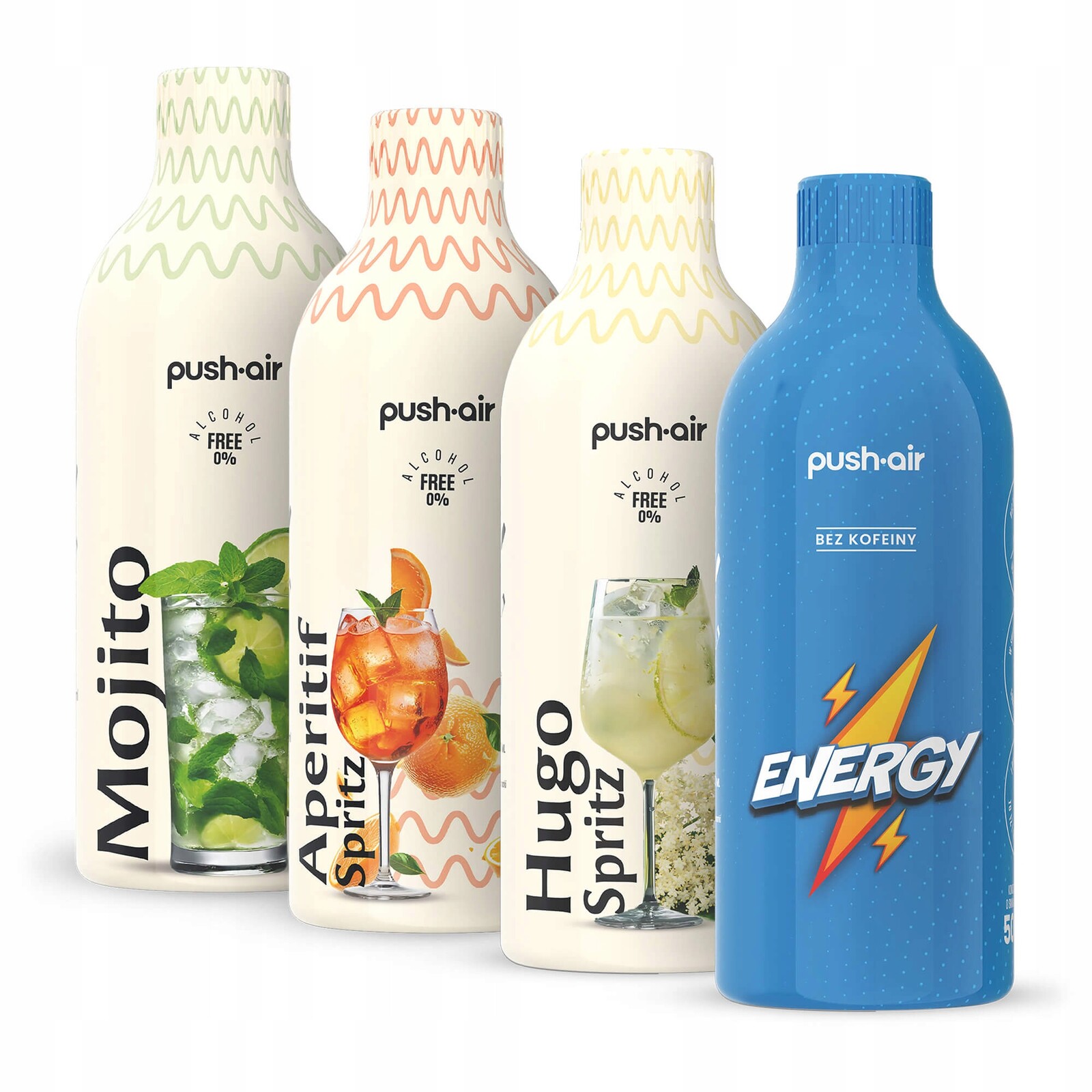 Pushair 4 sirupy do vody 500 Aperitif Mojito Hugo Energy