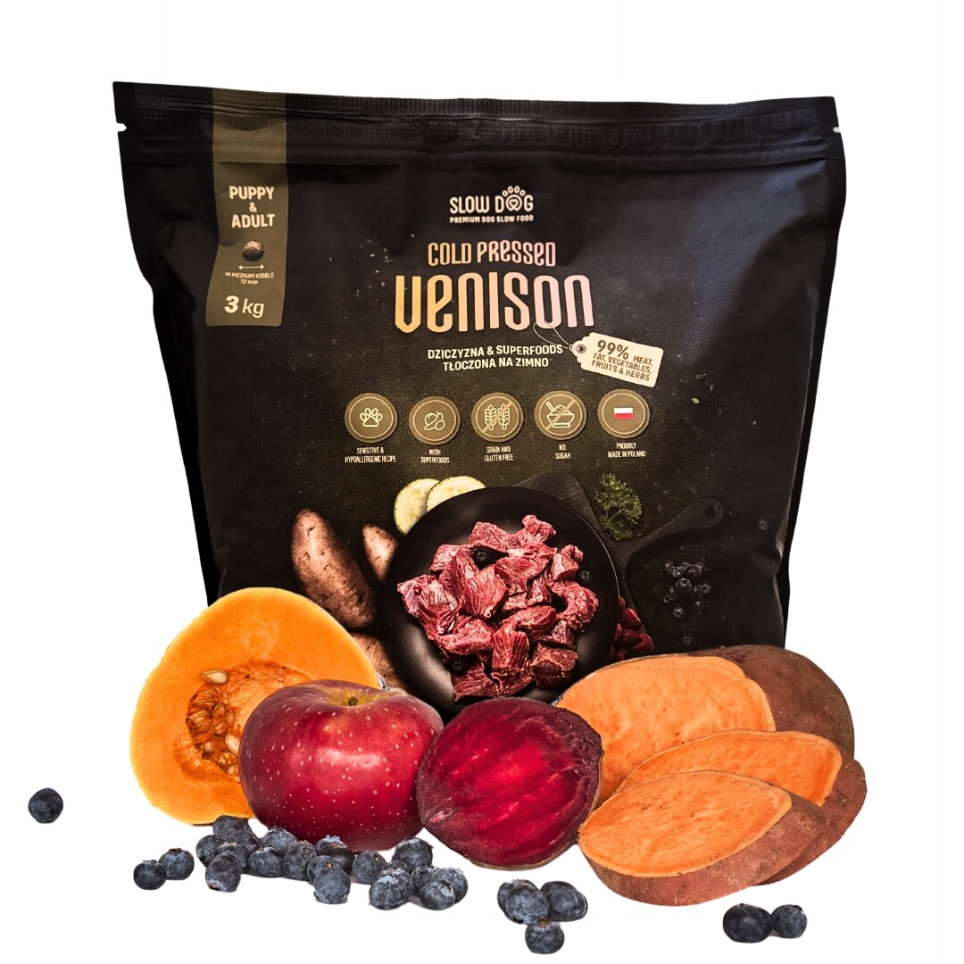 Slow Dog Zvěřina & Superpotraviny 3 kg Lisovaná Za Studena Chutná bez obilovin