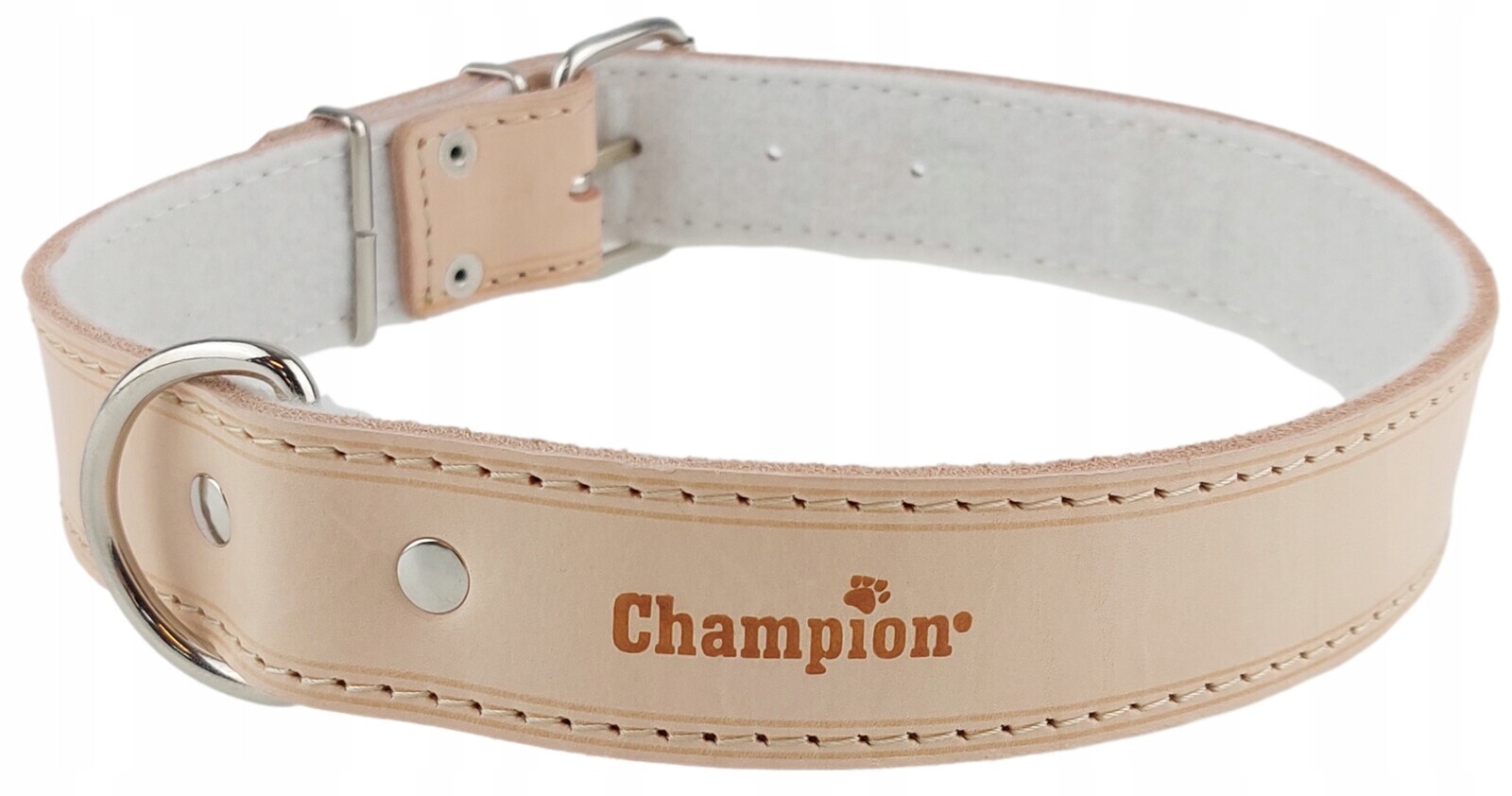 Obojek pro psa Lícová kůže Polský Výrobce Champion 85 cm/4 cm Natural