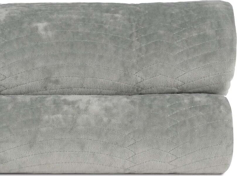 Šedozelený sametový prošívaný přehoz 230x260 cm – Ixia