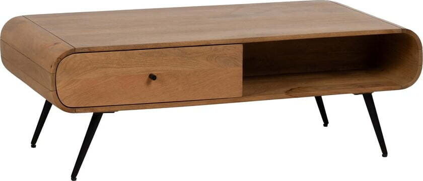 Konferenční stolek z masivu mindi v přírodní barvě 60x120 cm Mahón – Ixia