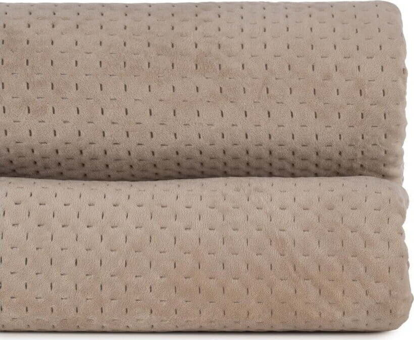 Béžový sametový prošívaný přehoz 240x260 cm – Ixia