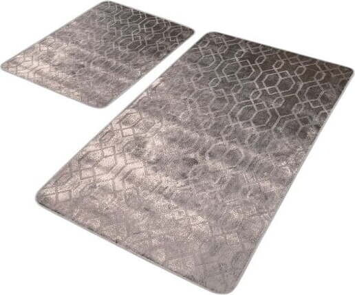 Šedé sametové koupelnové předložky v sadě 2 ks 60x100 cm – Mila Home