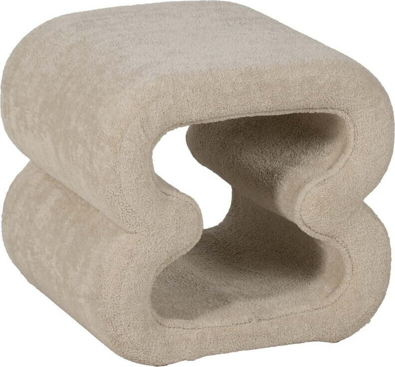 Béžový taburet z textilie bouclé – Ixia